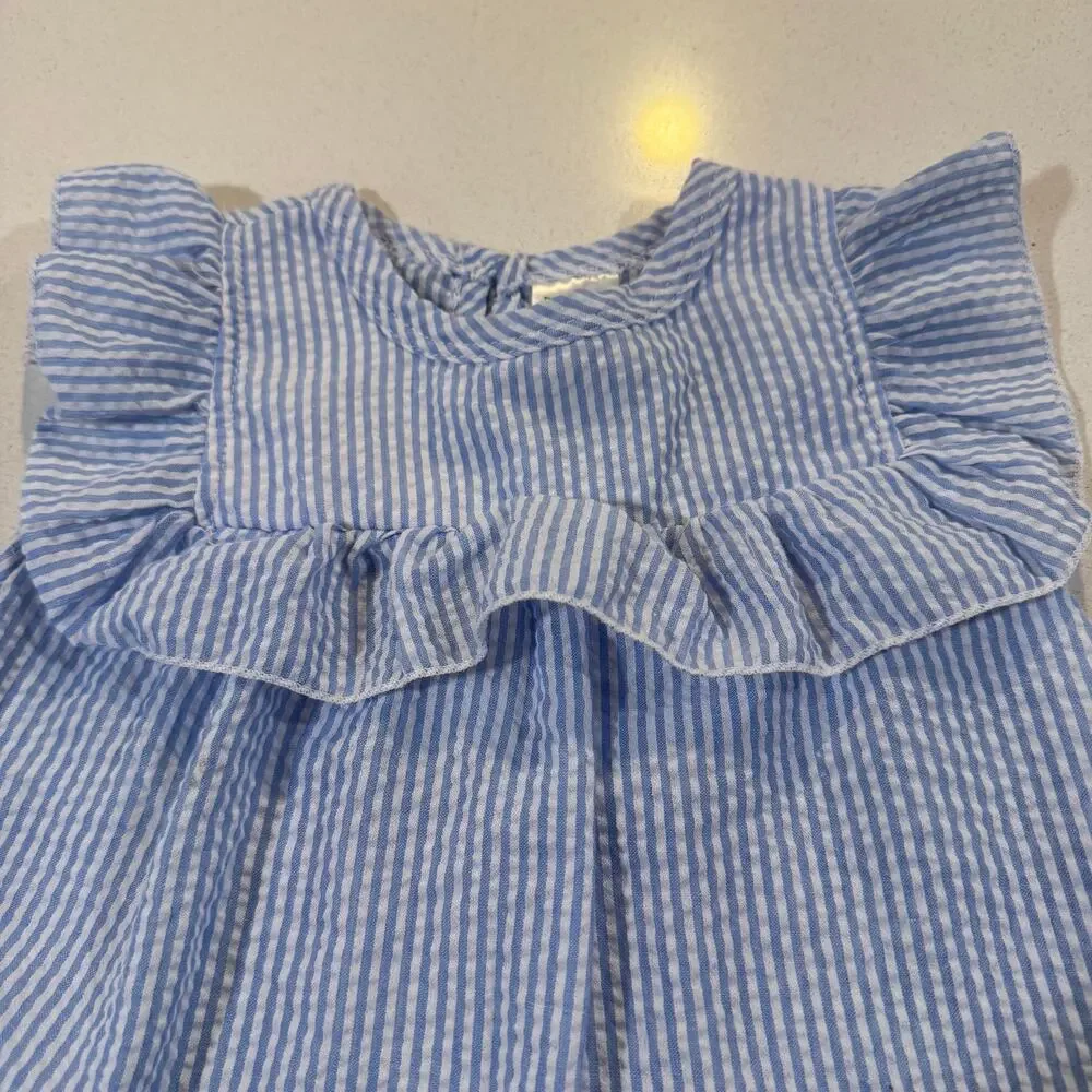 Badgley Mischka Baby Girl 6-9M Blue and White Blouse - Picture 4 of 4